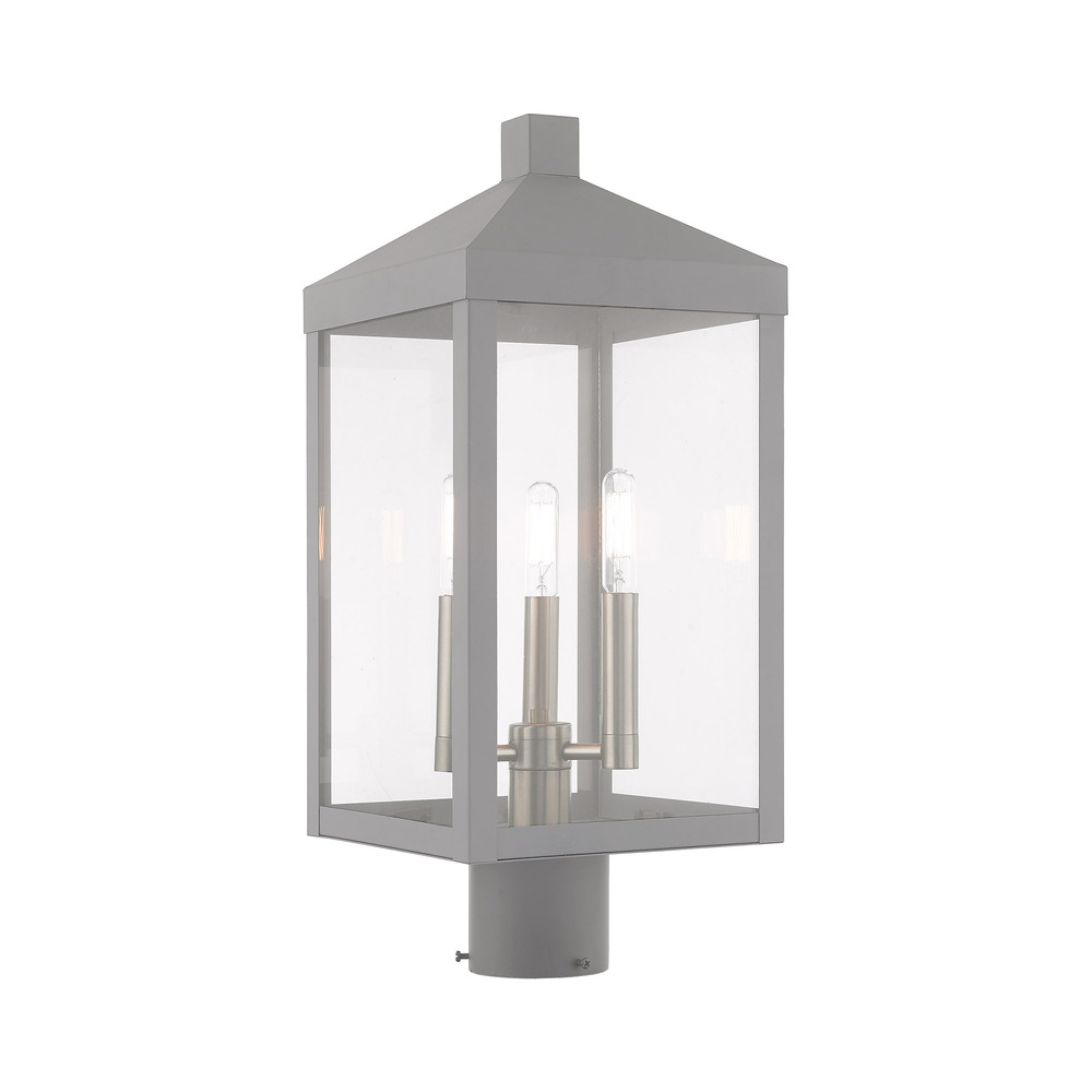 3 Lt Nordic Gray Outdoor Post Top Lantern