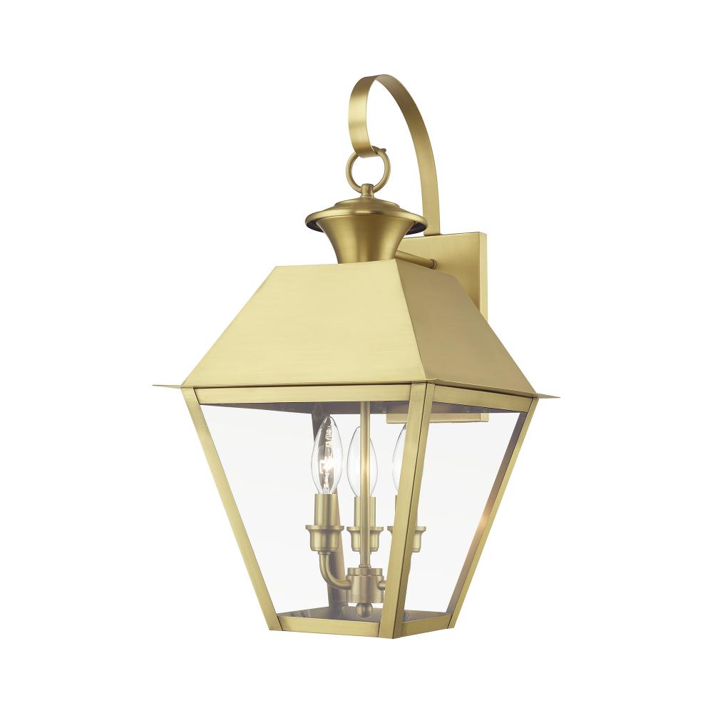 3 Light Natural Brass Outdoor Large Wall Lantern