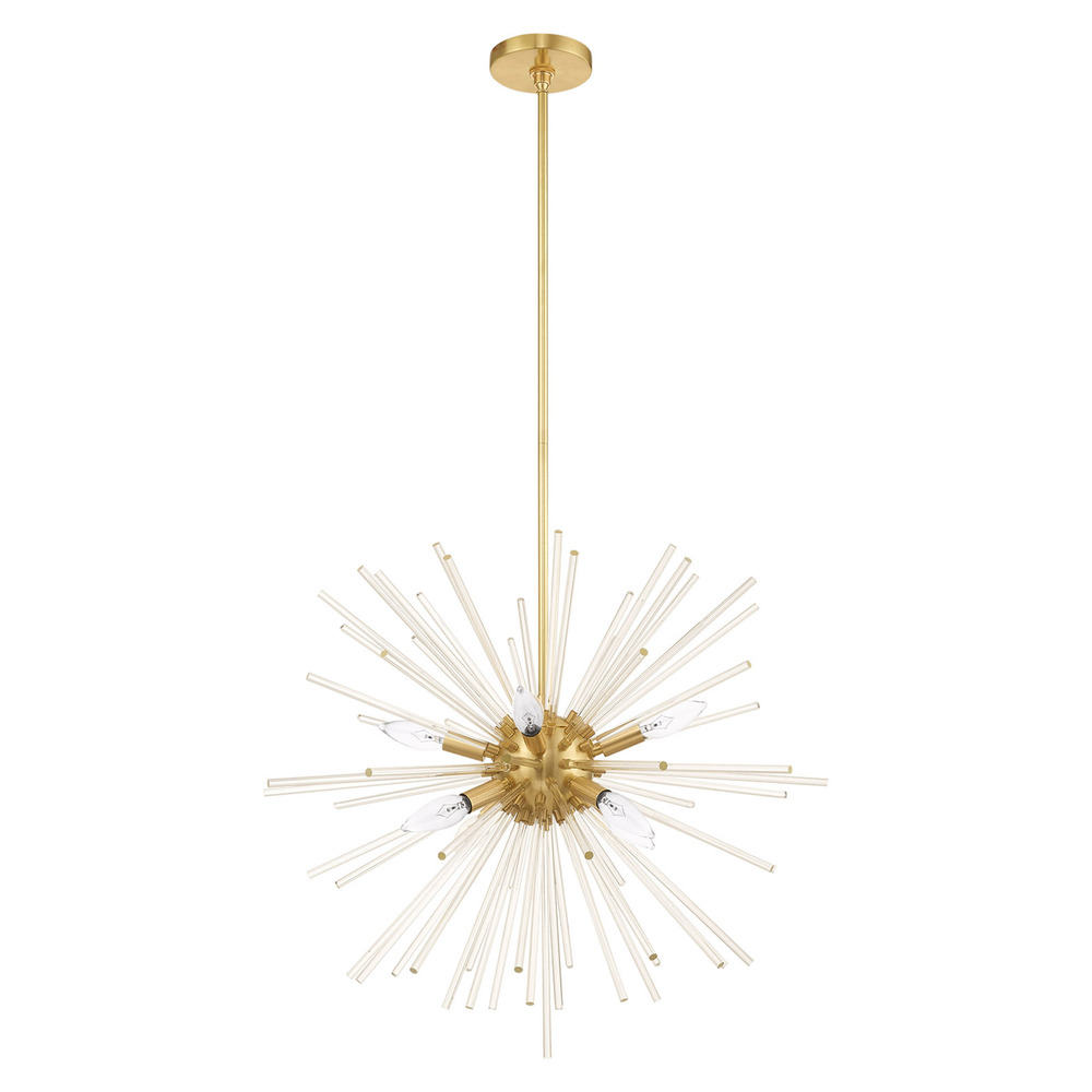 8 Lt Satin Brass Pendant Chandelier