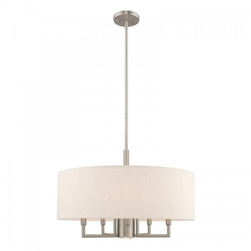 6 Lt Brushed Nickel Pendant Chandelier