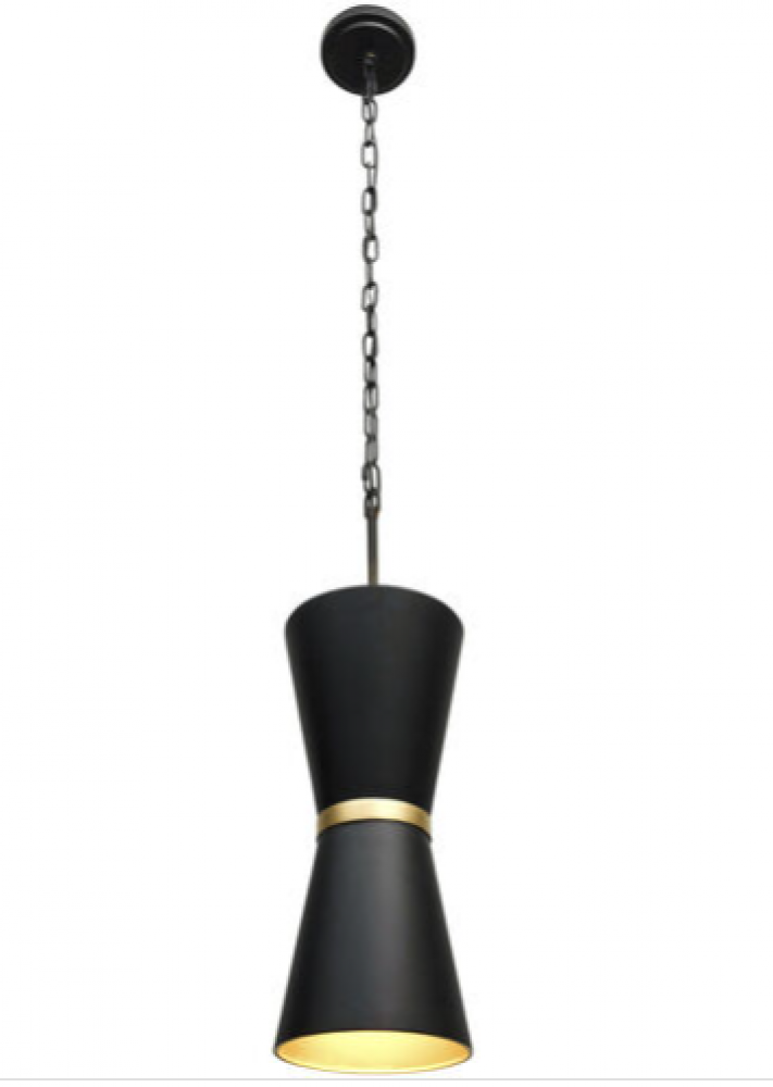 Mad Hatter 2-Lt   Pendant - Matte Black/French Gold