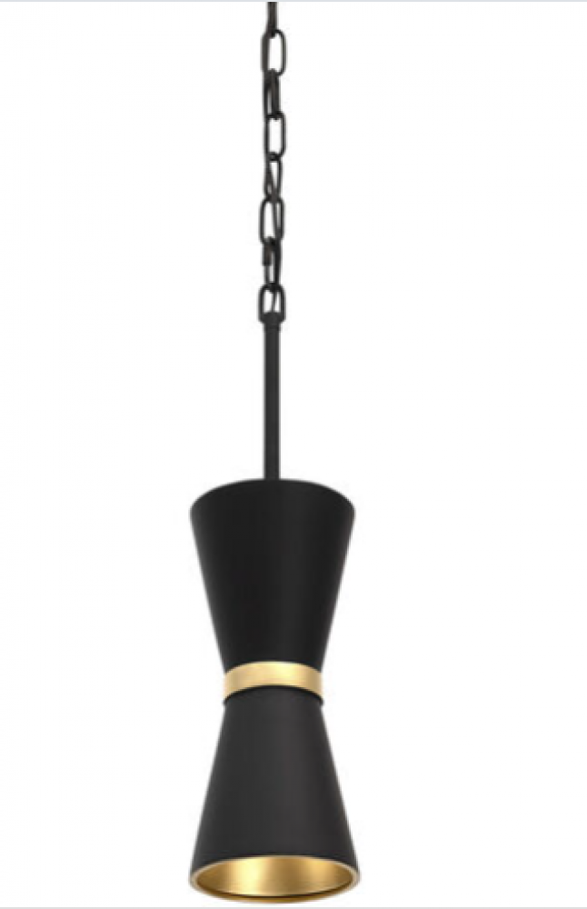 Mad Hatter 1-Lt   Mini Pendant - Matte Black/French Gold