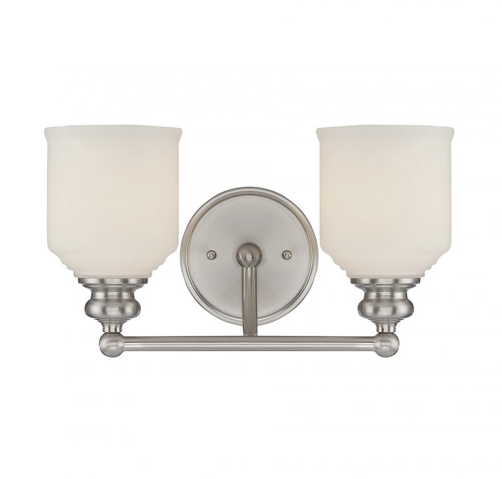 Melrose 2-Light Bathroom Vanity Light in Satin Nickel