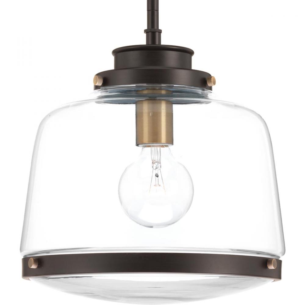 Judson Collection One-Light Antique Bronze Clear Glass Farmhouse Pendant Light