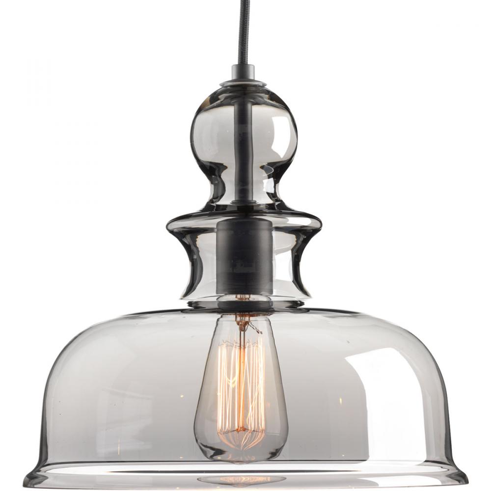 Staunton Collection One-Light Graphite Smoke Glass Global Pendant Light