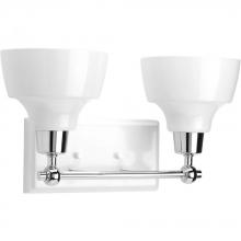 Progress P300040-015 - Bramlett Collection Two-Light Polished Chrome White Metal Shade Coastal Bath Vanity Light