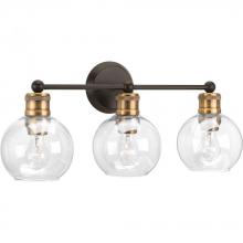 Progress P300051-020 - Hansford Collection Three-Light Antique Bronze Clear Glass Coastal Bath Vanity Light