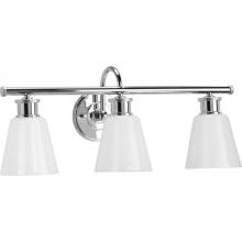 Progress P300316-015 - Ashford Collection Three-Light Polished Chrome and Opal Glass Farmhouse Style Bath Vanity Wall Light