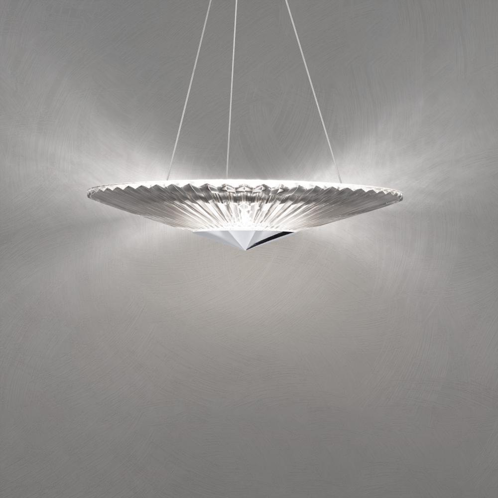 Origami 24in LED 3000K/3500K/4000K 120V-277V Pendant in Polished Chrome with Clear Heritage Handcu