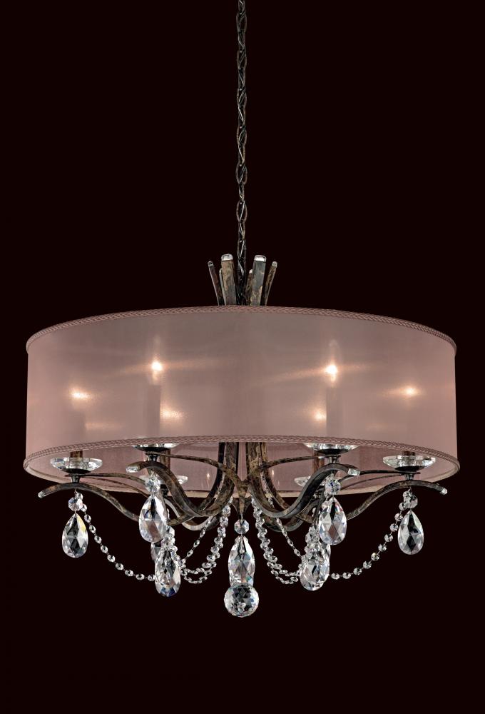 Vesca 6 Light 120V Chandelier in Antique Silver with Heritage Handcut Crystal