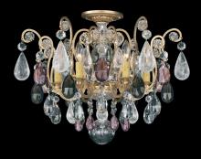 Schonbek 1870 3584-23OS - Renaissance Rock Crystal 6 Light 120V Semi-Flush Mount in Etruscan Gold with Olivine & Smoke Quart