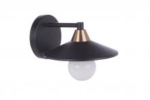 Craftmade 12508FBSB1 - Isaac 1 Light Wall Sconce in Flat Black/Satin Brass