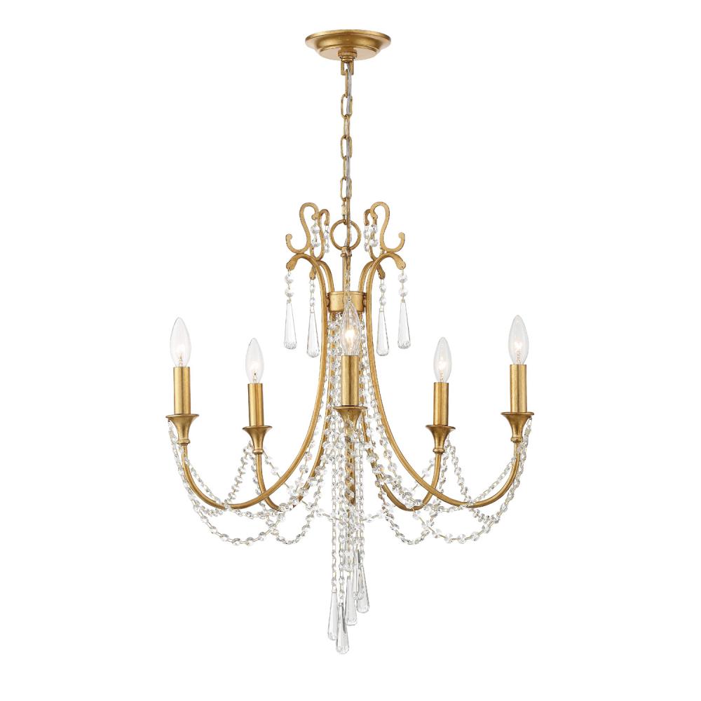 Arcadia 5 Light Antique Gold Chandelier