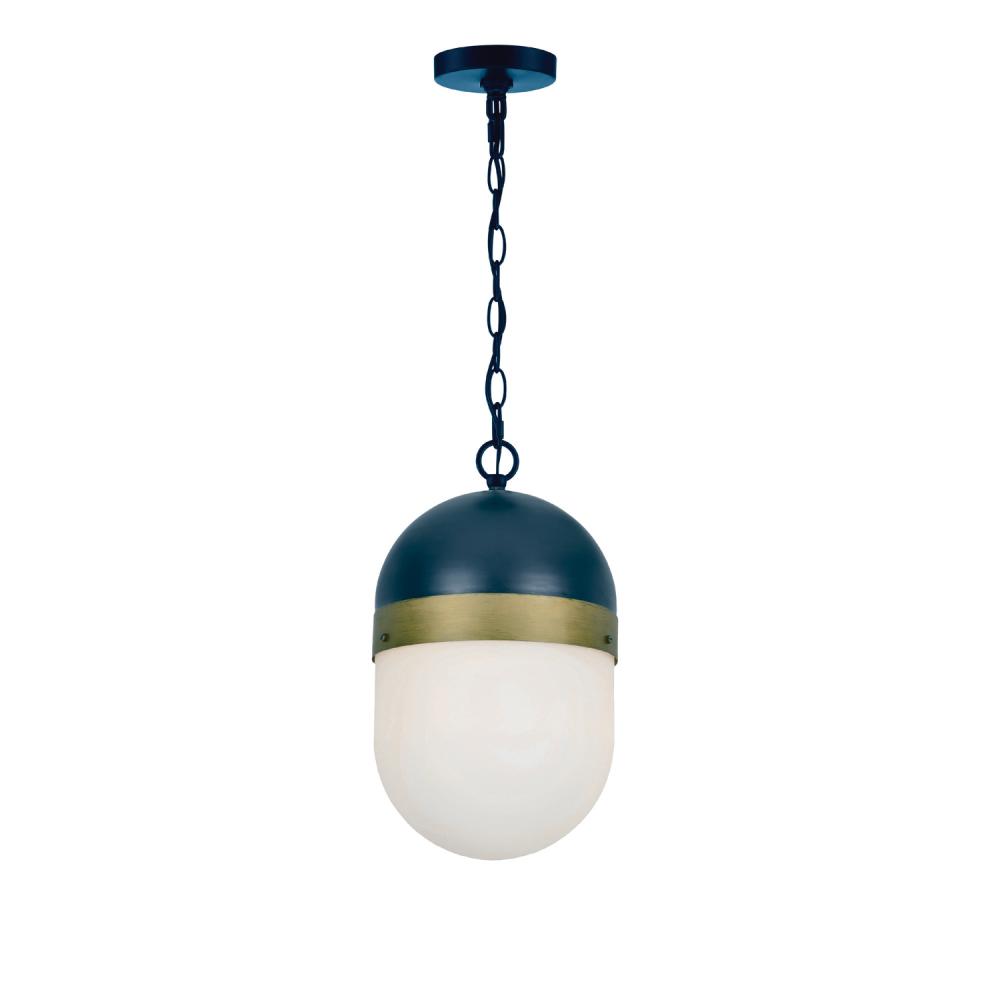 Brian Patrick Flynn Capsule 1 Light Matte Black + Textured Gold Outdoor Pendant