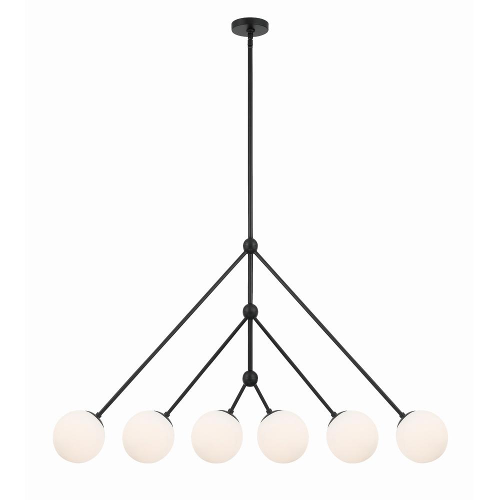 Omni 6 Light Matte Black Linear Chandelier