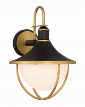 Crystorama ATL-702-MK-TG - Atlas 1 Light Matte Black + Textured Gold Outdoor Sconce