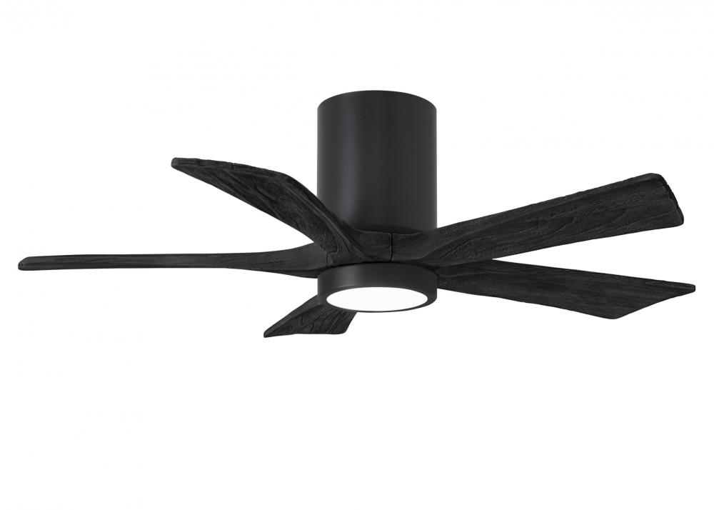 IR5HLK five-blade flush mount paddle fan in Matte Black finish with 42” solid matte black wood b