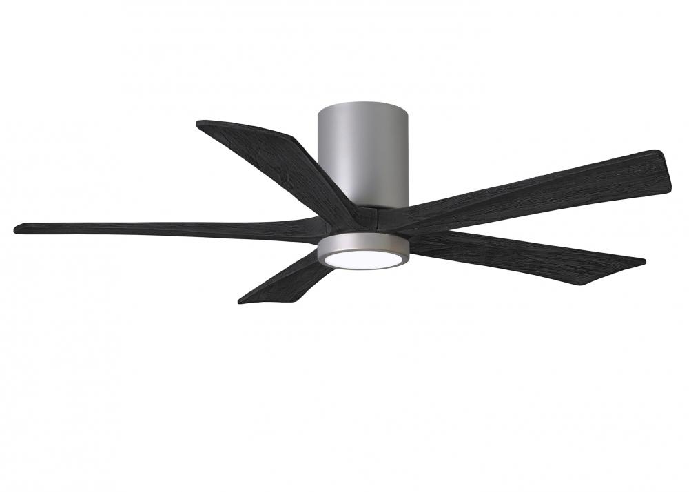 IR5HLK five-blade flush mount paddle fan in Brushed Nickel finish with 52” solid matte black woo