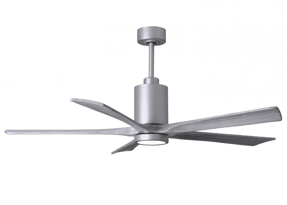 Patricia-5 five-blade ceiling fan in Brushed Nickel finish with 60” solid barn wood tone blades