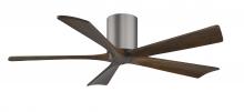 Matthews Fan Company IR5H-BP-WA-52 - Irene-5H five-blade flush mount paddle fan in Brushed Pewter finish with 52” solid walnut tone b