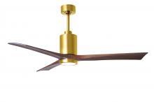 Matthews Fan Company PA3-BRBR-WA-60 - Patricia-3 three-blade ceiling fan in Brushed Brass finish with 60” solid walnut tone blades and