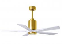 Matthews Fan Company PA5-BRBR-MWH-52 - Patricia-5 five-blade ceiling fan in Brushed Brass finish with 52” solid matte white wood blades