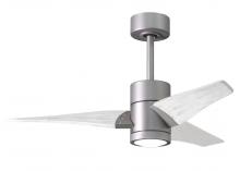 Matthews Fan Company SJ-BN-MWH-42 - Super Janet three-blade ceiling fan in Brushed Nickel finish with 42” solid matte white wood bla