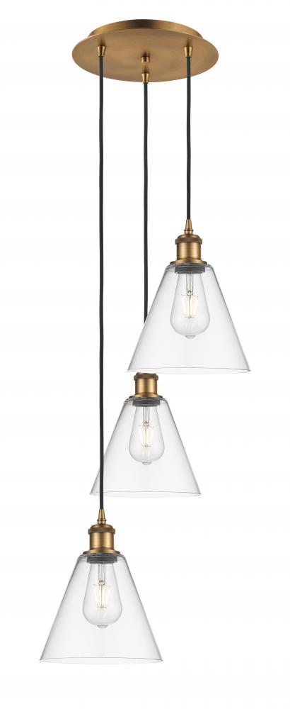 Berkshire - 3 Light - 15 inch - Brushed Brass - Cord Hung - Multi Pendant