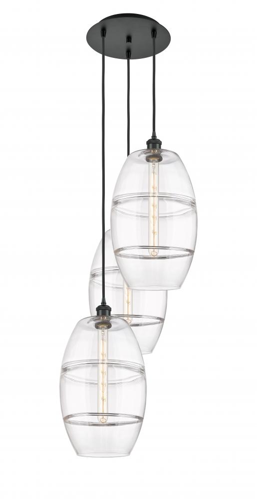 Vaz - 3 Light - 17 inch - Matte Black - Cord hung - Multi Pendant