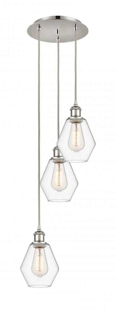 Cindyrella - 3 Light - 13 inch - Polished Nickel - Cord Hung - Multi Pendant