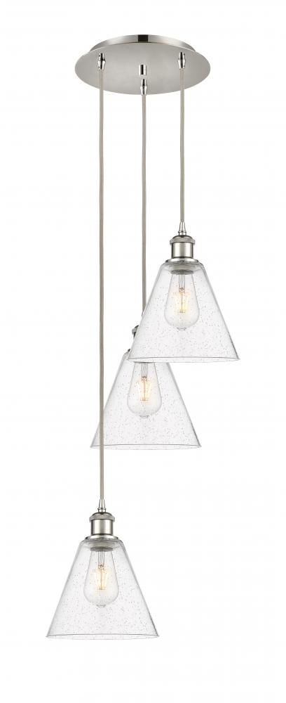 Berkshire - 3 Light - 15 inch - Polished Nickel - Cord Hung - Multi Pendant