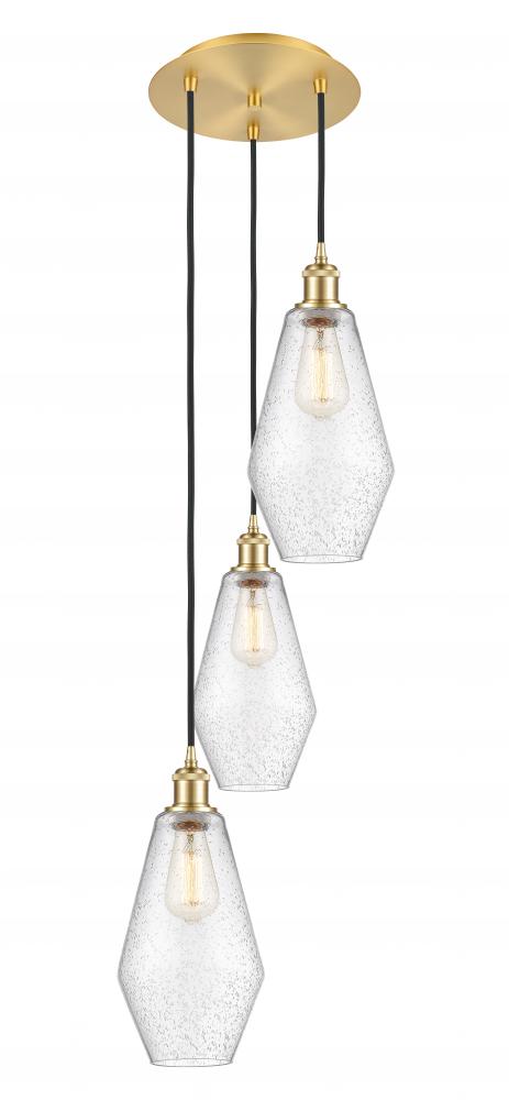 Cindyrella - 3 Light - 14 inch - Satin Gold - Cord Hung - Multi Pendant