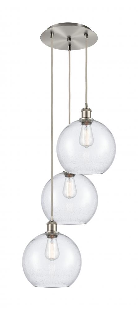 Athens - 3 Light - 17 inch - Brushed Satin Nickel - Cord Hung - Multi Pendant