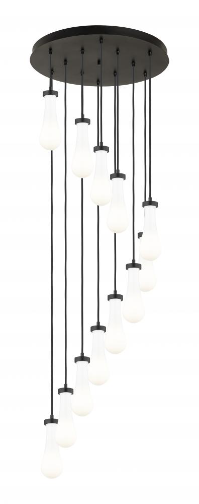 Owego - 12 Light - 24 inch - Brushed Matte Black - Multi Pendant