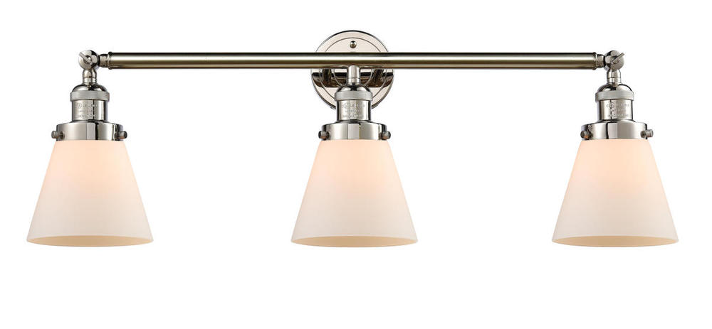 Cone - 3 Light - 30 inch - Polished Nickel - Bath Vanity Light