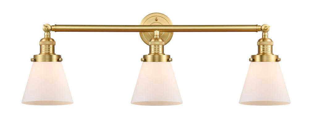 Cone - 3 Light - 30 inch - Satin Gold - Bath Vanity Light