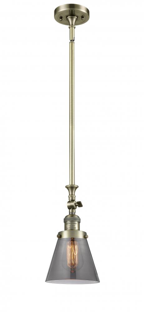 Cone - 1 Light - 6 inch - Antique Brass - Stem Hung - Mini Pendant