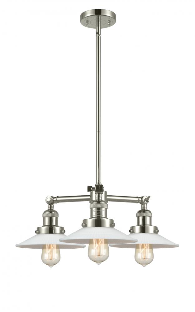 Halophane - 3 Light - 22 inch - Polished Nickel - Stem Hung - Chandelier