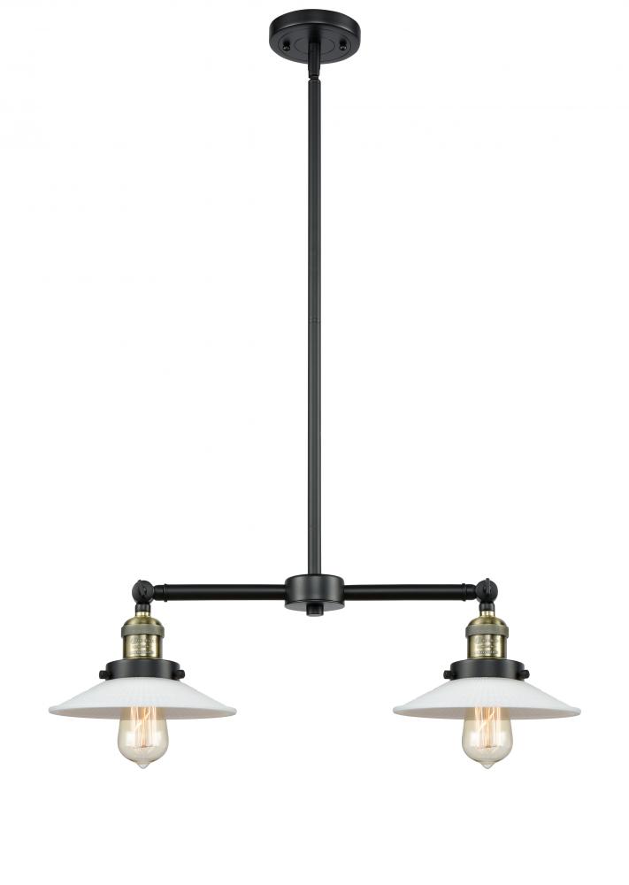 Halophane - 2 Light - 21 inch - Black Antique Brass - Stem Hung - Island Light