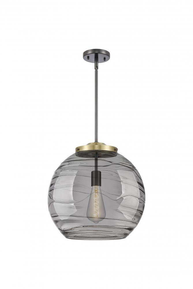 Athens Deco Swirl - 1 Light - 16 inch - Black Antique Brass - Cord hung - Pendant