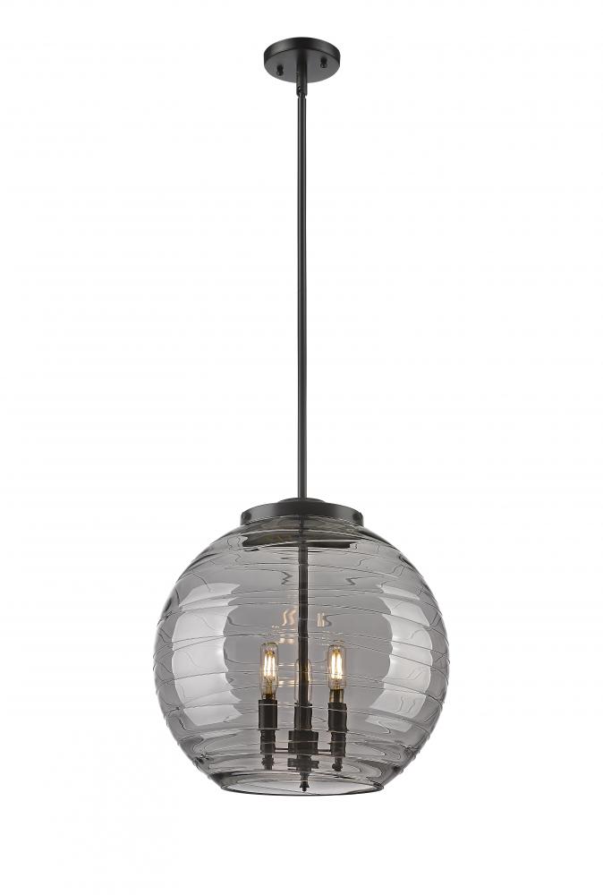 Athens Deco Swirl - 3 Light - 16 inch - Matte Black - Cord hung - Pendant