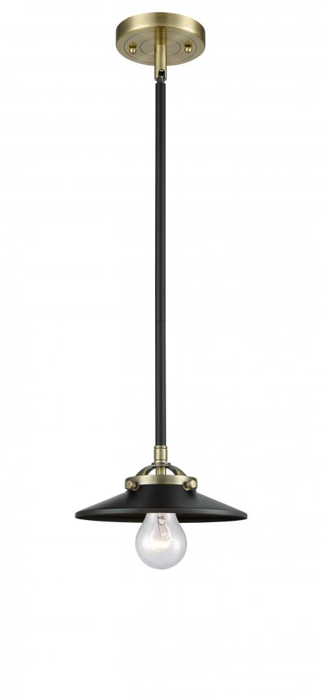 Railroad - 1 Light - 8 inch - Black Antique Brass - Cord hung - Mini Pendant