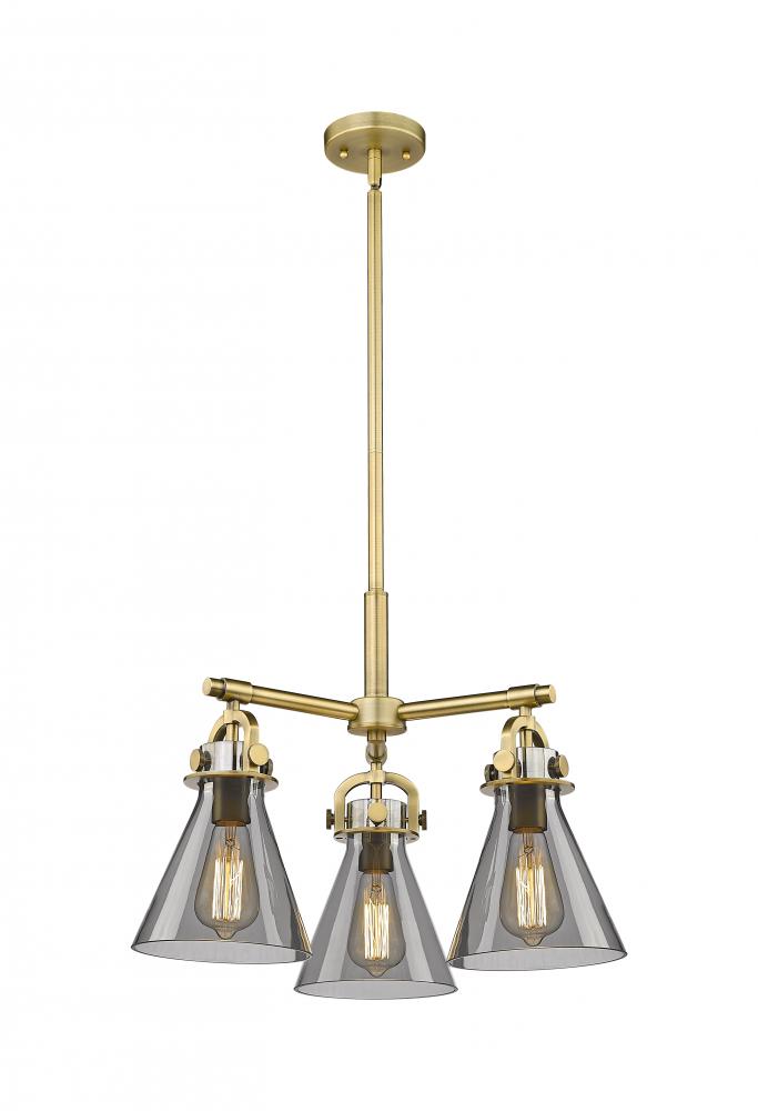 Newton Cone - 3 Light - 21 inch - Brushed Brass - Pendant