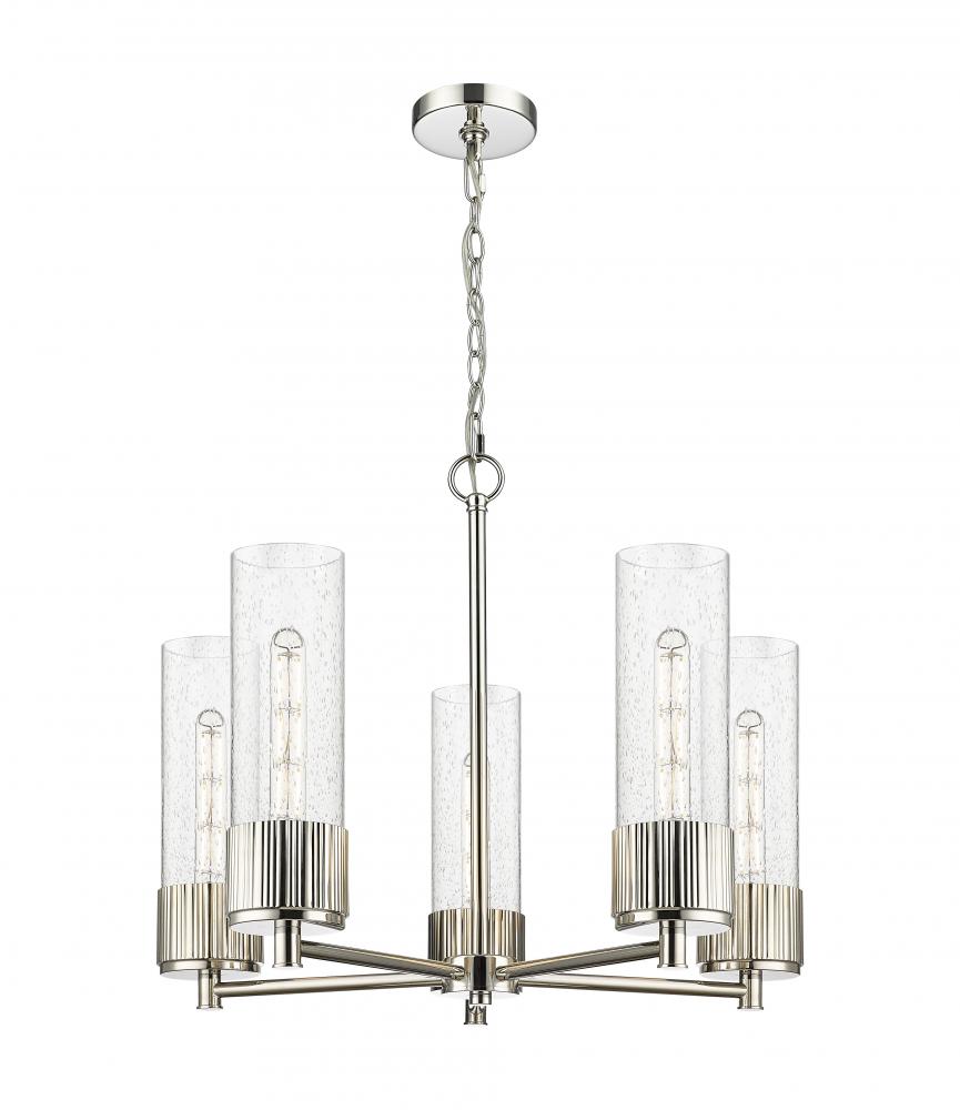 Bolivar - 5 Light - 25 inch - Polished Nickel - Chain Hung - Chandelier