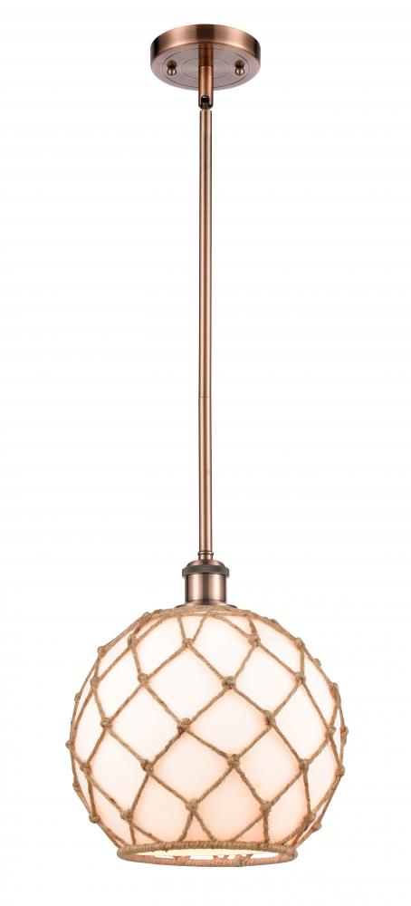 Farmhouse Rope - 1 Light - 10 inch - Antique Copper - Mini Pendant