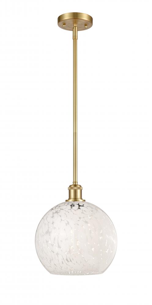 White Mouchette - 1 Light - 10 inch - Satin Gold - Mini Pendant