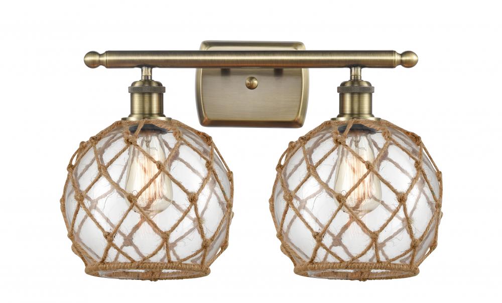 Farmhouse Rope - 2 Light - 18 inch - Antique Brass - Bath Vanity Light