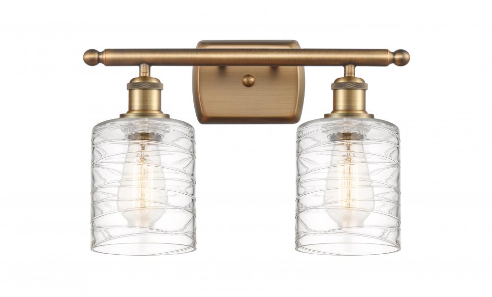 Cobbleskill - 2 Light - 15 inch - Brushed Brass - Bath Vanity Light