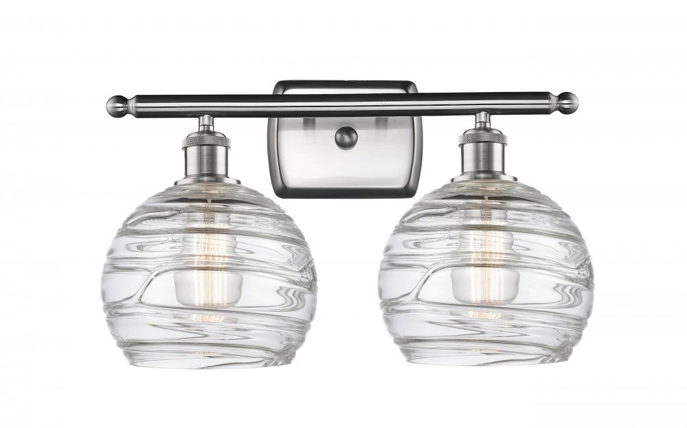 Athens Deco Swirl - 2 Light - 18 inch - Brushed Satin Nickel - Bath Vanity Light