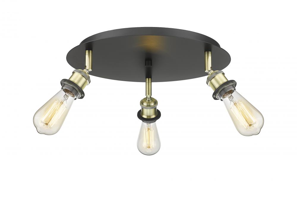 Ballston - 3 Light - 12 inch - Black Antique Brass - Flush Mount